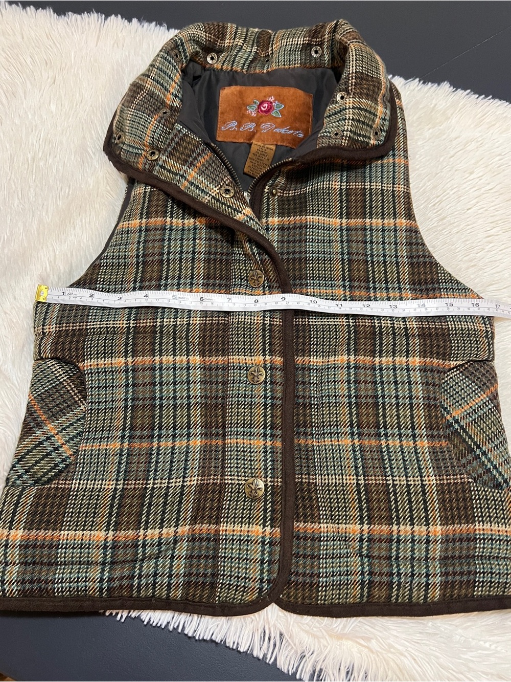 BB Dakota Classic Academia Plaid Quilted Vest- XS/S - Picture 10 of 15